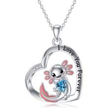 1pc Creative Cartoon Salamander Pink Heart Shape Cubic Zirconia Zinc Alloy Pendant Necklace For Women Party Daily Accessory Gift Valentines - axolotl - View 18