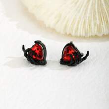 1pair Gothic Punk Style Skeleton Hand Crystal Stud Earrings, Halloween Party Accessories - Multicolor - View 16