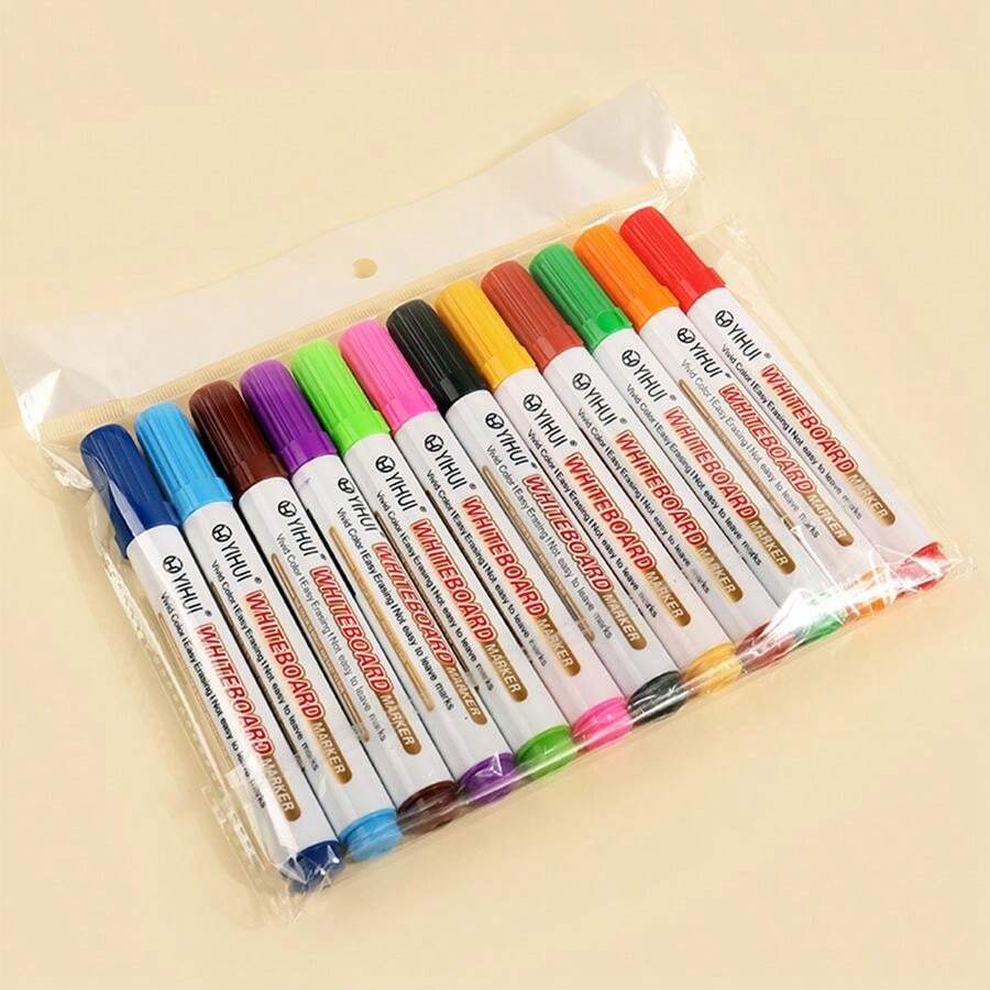 12 Pcs WaterBased Erasable Whiteboard Markers HighCapacity