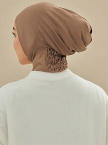 1pc Women's Modal Fabric Elastic Hat Comfortable Neck Protection Cap, Convenient For Head Scarf Hijab, Fashion Solid Color Head Cover, Suitable For Daily Wear Casual Abaya Accessories Casual Under Cap Veiled Clothes