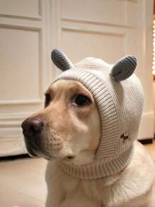 安静的狗耳罩，噪音防护，宠物耳罩，针织帽，缓解焦虑，温暖的冬季耳罩，适合中型和大型犬宠物头饰