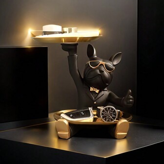 1pc French Bulldog Collectible Decorative Item, Resin Statue Art Craft For Bookshelf, Home Living Room Office Cabinet Decor, Desk Entryway Decor, Valentine Easter Party Best Gifts Birthday Graduation