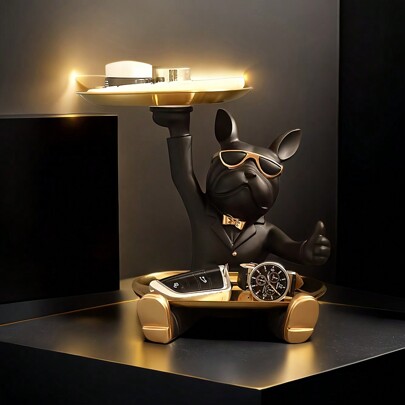 1pc French Bulldog Collectible Decorative Item, Resin Statue Art Craft For Bookshelf, Home Living Room Office Cabinet Decor, Desk Entryway Decor, Valentine Easter Party Best Gifts Birthday Graduation