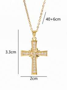 1 Stück vielseitiger Zirkonia 18K vergoldeter Kreuz Halsketten Anhänger, tolles Geschenk für Freunde