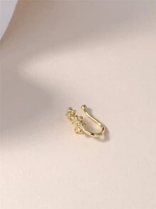 KARYOKO 1pc Double Flower Charm No Piercing Copper Inlaid Zirconia U-Shaped Nose Clip Fake Nose Ring Female No Piercing Piercing Jewelry Valentines,Mom,Mother,Mother's Day,Gift - 1# - View 4