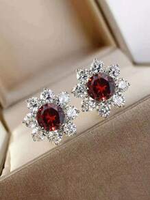 1 对儿童优雅方晶锆石耳钉，适合女孩礼物，适合日常装饰，适合派对珠宝生日礼物，适合圣诞节