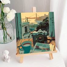 成人数码油画，风景DIY丙烯油画套装，含画布材料，成人数码油画套装，家居装饰画 - 自由落日 - 查看 17