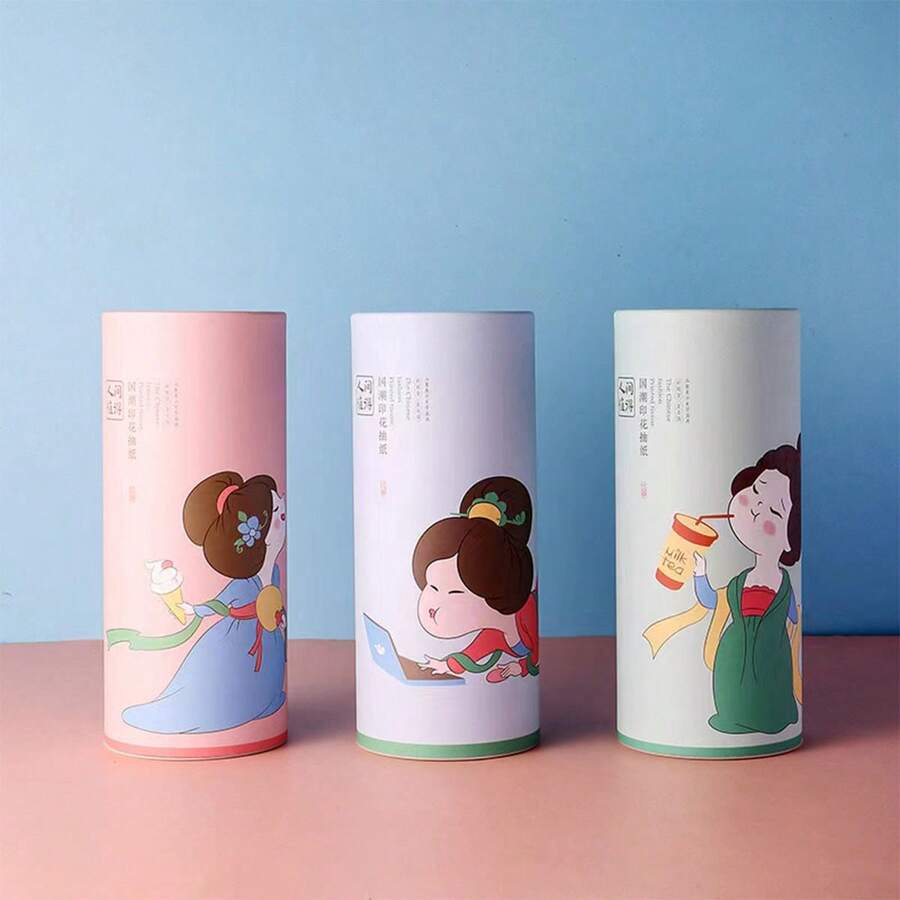 1 件卡通设计纸巾架分配器适用于汽车内饰、厨房、浴室、家居、家居用品 - 彩色 - 查看 1