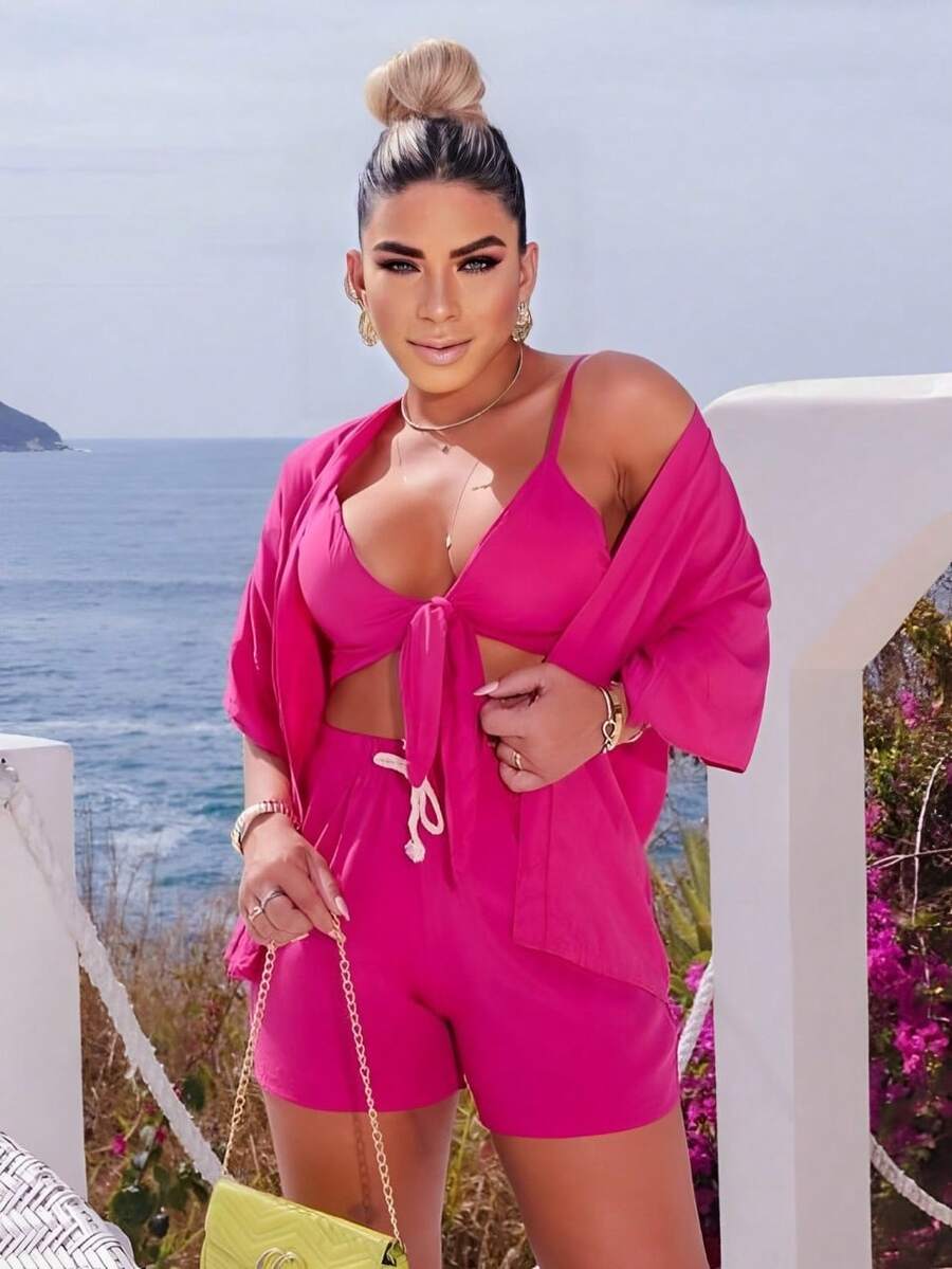 Women Two-piece Outfits - Màu Hồng Tươi - Xem 1