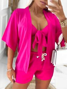Women Two-piece Outfits - Màu Hồng Tươi - Xem 2