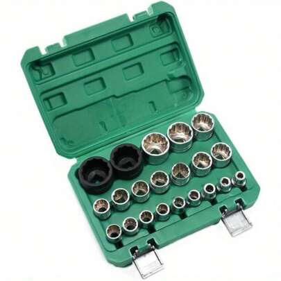 21tlg 1/2 Steckschlüssel Vielzahn Nuss Satz Stecknuss für 6 und 12 Kant 8-36mm Außenvielzahn Stecknuss Nusskasten