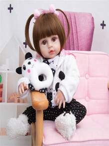 Reborn Baby Doll Silicone Girl Original Can Take Bath 48cm Christmas Gift - 彩色 - 查看 1