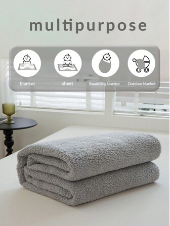cottgoods 1 件温暖毛绒婴儿加厚羊毛毯，柔软舒适的夏尔巴羊毛接收加厚羊毛毯，婴儿、幼儿和新生儿育儿包，适合婴儿车、午睡时间、秋冬季