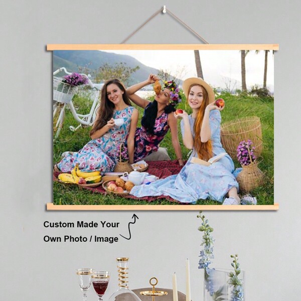 HD Print Customized Your Picture Canvas Painting By Your Photo Solid Wood Hanging Scrolls Painting Canvas Poster Personal Gift Customize Figure Animal Pet Pictures For Living Room Bedroom Playroom Decoration, Valentine Day, Valentine Day Decor Gifts Birthday Graduation, Multi-Functional, Quick Dry, Waterproof, Anti-Mold, Reusable, Ornamental, High-Quality, Modern, Ideal Gifts For Him, Ideal Gifts For Her, Kitchen, Dining Room, Bathroom, Living Room, Bedroom, School, Office, Tea Room, Home, Garden Home Decor Back To School School Supplies