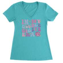 In My Double Digits Era Retro 10 Year Old 10th Birthday Ladies V-Neck T-Shirt - Heather grey - View 3