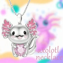 1pc Creative Cartoon Salamander Pink Heart Shape Cubic Zirconia Zinc Alloy Pendant Necklace For Women Party Daily Accessory Gift Valentines - axolotl - View 1