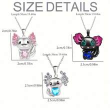 1pc Creative Cartoon Salamander Pink Heart Shape Cubic Zirconia Zinc Alloy Pendant Necklace For Women Party Daily Accessory Gift Valentines - axolotl - View 4