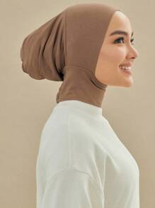 1pc Women's Modal Fabric Elastic Hat Comfortable Neck Protection Cap, Convenient For Head Scarf Hijab, Fashion Solid Color Head Cover, Suitable For Daily Wear Casual Abaya Accessories Casual Under Cap Veiled Clothes