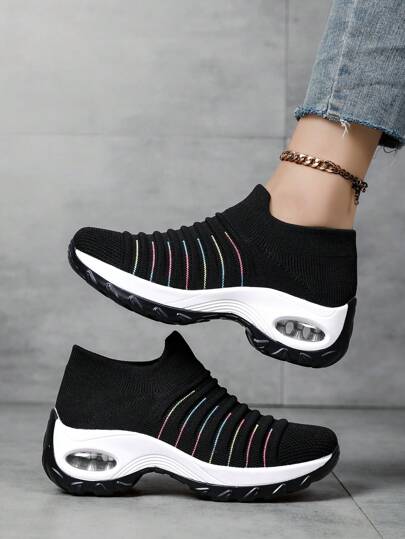 Fashion Casual Sneakers Women's Breathable Non-Slip Dance Shoes Platform Shake Shoes Lightweight Knit Thick-Soled Elevator Shoes