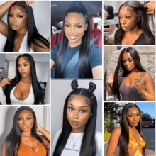 Straight Lace Front Wigs Human Hair 13x4 Lace Front Wigs Human Hair Brazilian Virgin Human Hair Wigs For Black Women Straight Wigs Pre Plucked Lace Frontal Wigs Human Hair Straight - Black - View 7