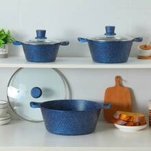 Set de vase de gătit de 20 cm/24 cm/28 cm/32 cm, oale și tigăi antiaderente, potrivite pentru aragazul cu gaz și plita cu inducție fierbere fructe de mare