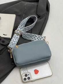 简约纯色斜挎包，时尚 PU 单肩包，女士休闲手提包，带手机电子钱包