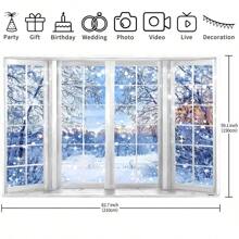 1 Stück Winterfenster Hintergrund, Schneewunderland Schneewald Fotografie Hintergrund Dekorationsbanner 210 x 150 cm / 150 x 100 cm / 100 x 75 cm Winterlandschaft Hintergrund Weihnachtsfeier Dekoration, Winterparty Dekoration, Weihnachten