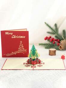 带信封的 3D 圣诞弹出卡片，多功能趣味贺卡，适用于圣诞节、感恩节和万圣节、冬季活动派对邀请卡、圣诞快乐祝福卡、生日礼物装饰卡、双面图案设计雪人圣诞老人圣诞树麋鹿图案 - 送给朋友或家人的完美礼物 - 彩色 - 查看 4