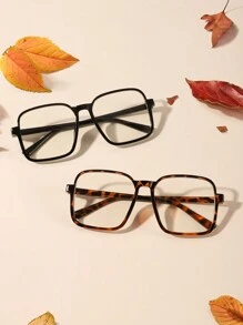 1/2/3 PCS Women's Acrylic Bohemian Style Large Square Frame Fashion Glasses Frame For Daily Reading And Work Commuting - Multicolor - View 18