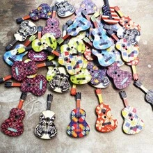 30 piezas Botones de madera con forma de guitarra - Mezcla de colores - Ver 4