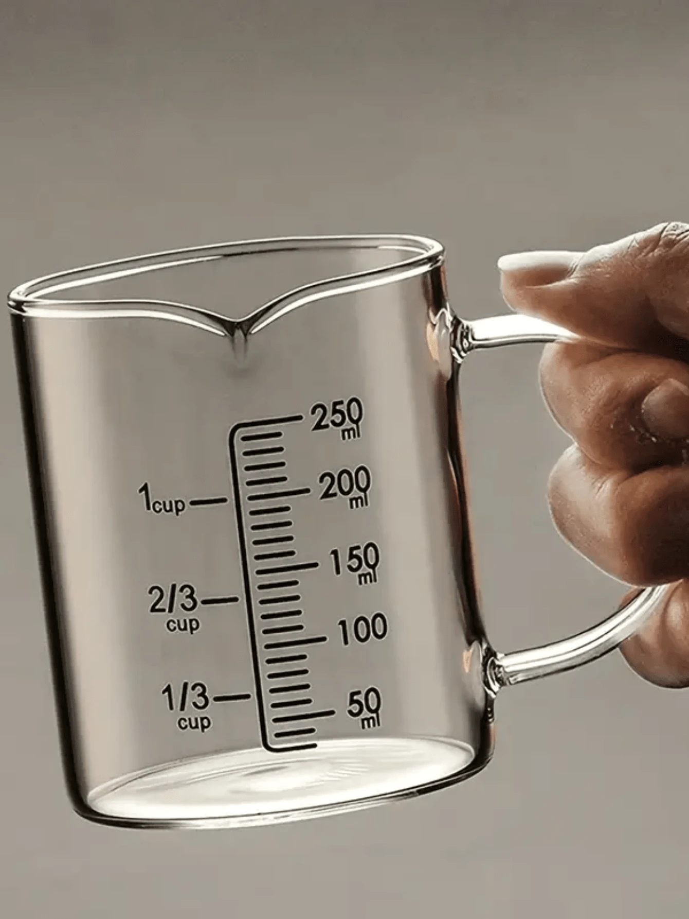 耐用硼硅酸盐玻璃量杯带手柄 - 耐热，微波炉和炉灶厨具 - 容量从 2.83 液体盎司到 17.81 液体盎司