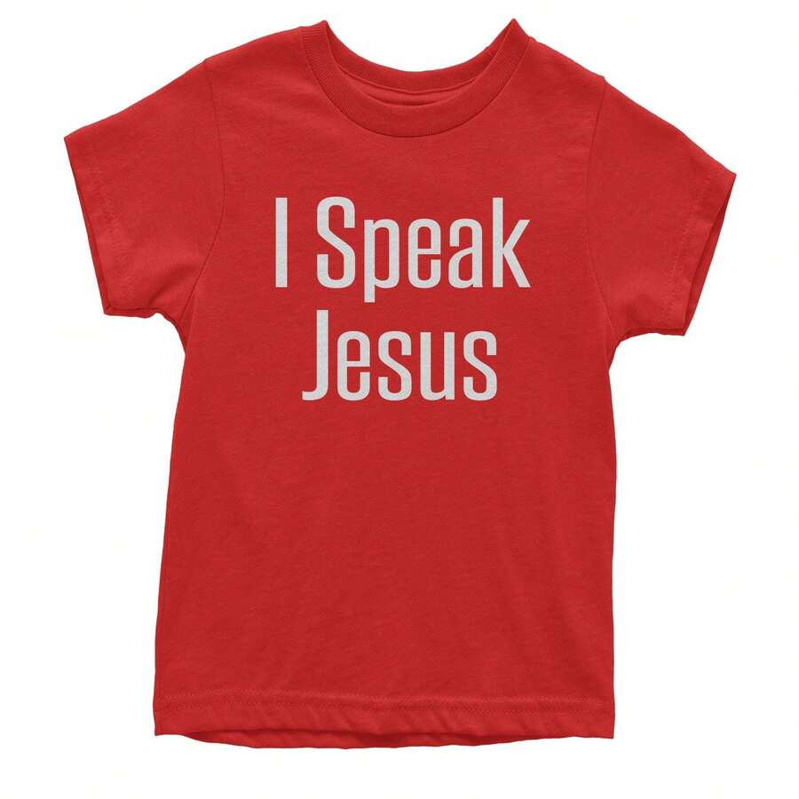 I Speak Jesus Youth T-Shirt - 紅色 - 查看 1