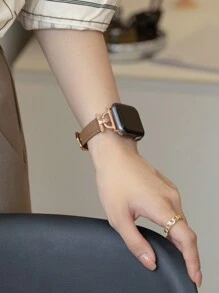 1 件女式棕色、卡其色、深绿色、牛油果绿色、浅粉色、浅粉色皮革 D 型扣表带，兼容 38/40/41/42/44/45/49/46 毫米 Apple Watch Ultra2/Ultra/SE/Series 10/9/8/7/6/5/4/3/2/1 - 38mm/40mm/41mm - 查看 6
