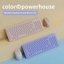 Women's Office Wireless Keyboard Mute Computer Highly Attractive Purple Portable Small Laptop External Keyboard And Mouse Set - 2.4G Wireless Single Keyboard - View 2