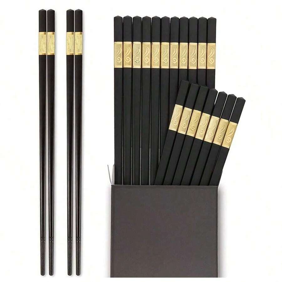 5/10pcs/Set Fiberglass Chopsticks, High-Quality Non-Slip & Anti-Mold Alloy Chopsticks, Lacquer-Free, Heat-Resistant Chinese Chopsticks, Suitable For Cooking And Dishwasher Safe,Kitchen,Christmas Gift - Multicolor - View 1