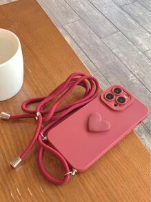 Custodia per telefono a forma di cuore compatibile con con cordino