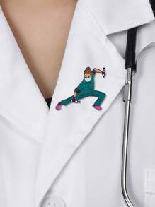 1pc Creative Medical Enamel Pin RN Brooch For Doctor Nurse Funny Nursing Kung Fu Lapel Lanyard Coat Bag Badge Gifts Accessories For Students Colleagues Medico