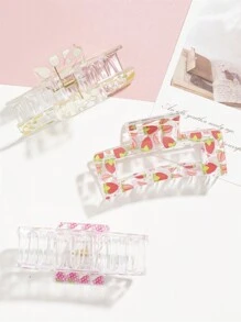 3pcs Jelly Hair Clip Cute Candy Color Large Clear Grab Claw Clip Resin Baby Girl Hair Accessories