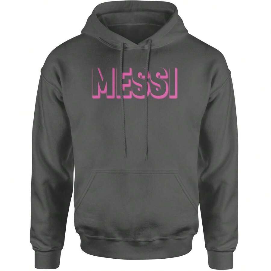 Messi OUTLINE Miami Futbol Adult Hoodie Sweatshirt - 炭灰色 - 查看 1