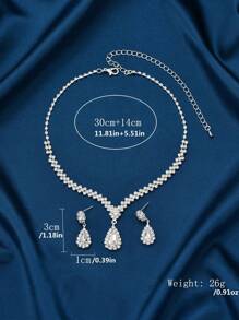 3 Pieces Of Fashionable Women's Water Drop Necklaces And Earrings Set For Wedding Season, Banquet And Party Accessories