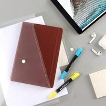 A4 Snap Button PP Plastic File Folder, Colorful Office Document Bag, Receipt Organizer, Label Transparent Document Pouch, Freeze-Proof Contract, File Document Organizer Bag - Snap Tag Style - View 3