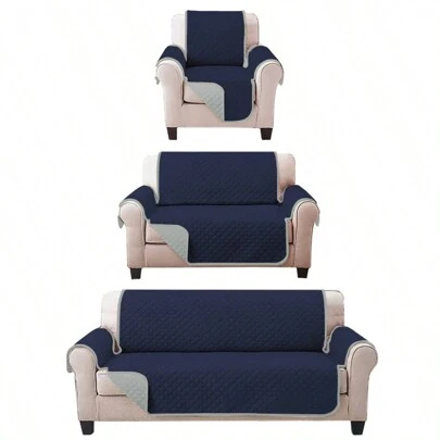 Juego de Protector Cubre Sala Doble Vista Capitonado, Incluye: Protector de Sofá, Love Seat y Sillón Individual.