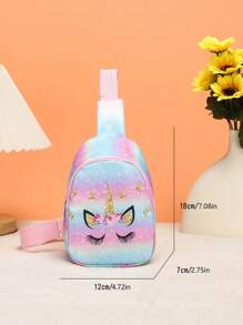1pc Unisex Kids Nylon Zipper Cute Unicorn Pattern Chest Bag, Suitable For Daily Use, Christmas Gift - Pink - View 5