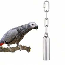 Stainless Steel Bell Toy For Medium To Large Parrots, Chewing & Grinding Toy For Parrot Bird Cage Accessories