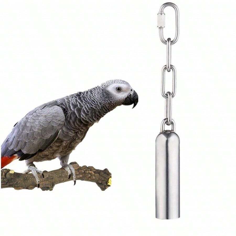 Stainless Steel Bell Toy For Medium To Large Parrots, Chewing & Grinding Toy For Parrot Bird Cage Accessories