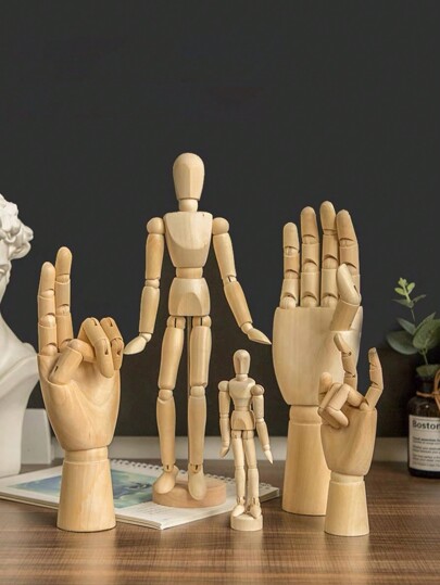 Wooden Adjustable Jointed Mannequin Movable Hand Model Wooden Figurine Sketch Drawing Ornament, Suitable For Living Room Office Best Gifts Birthday Graduation