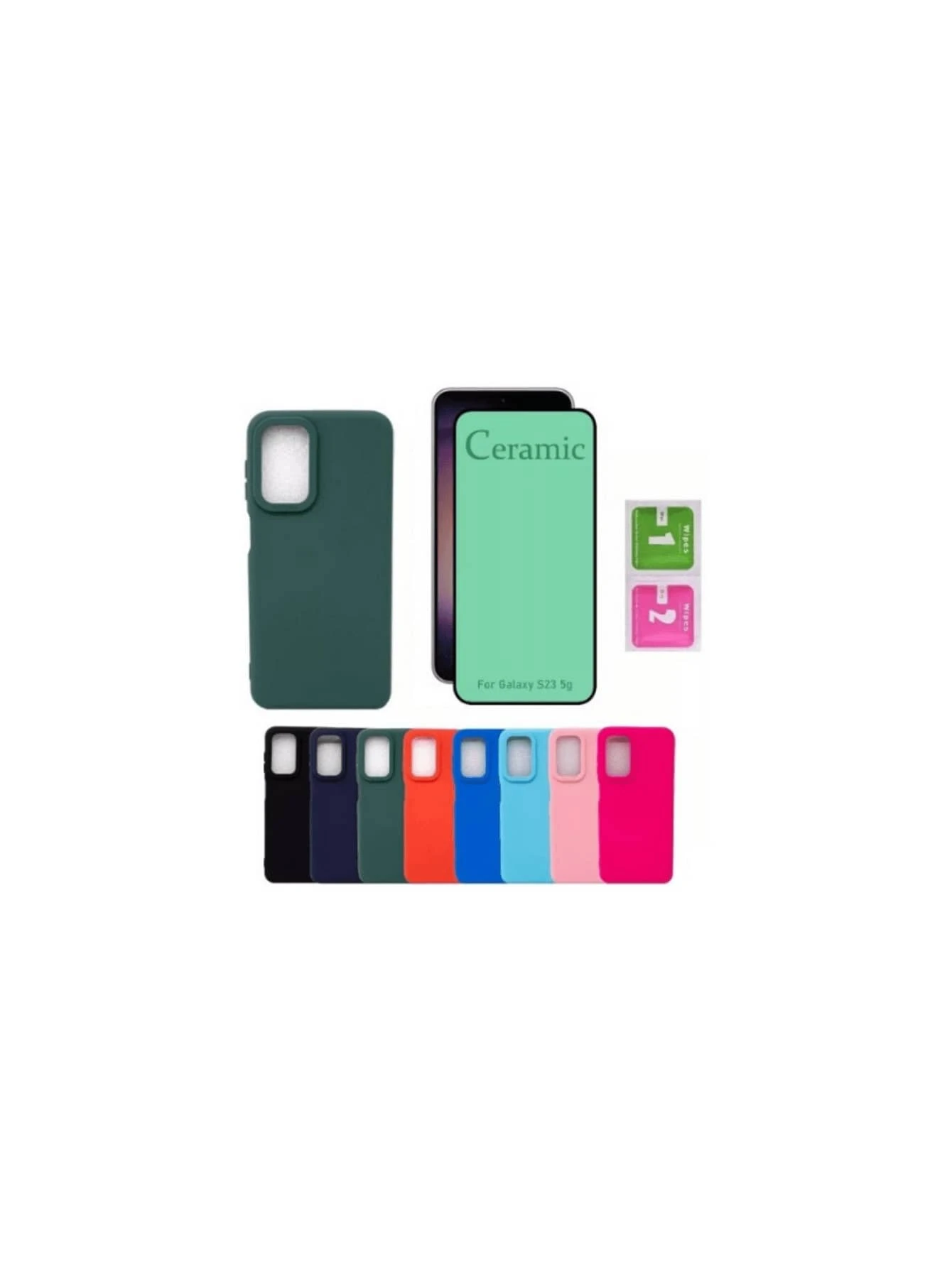 2 In 1 Kit Velvety Colorful Case Cover + Ceramic Film For Samsung A20/A30 - Màu xanh lá cây đậm - Xem 1