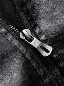 Men's Casual Business PU Leather Jacket, Turndown Collar, Fashionable Loose Plus Size Coat