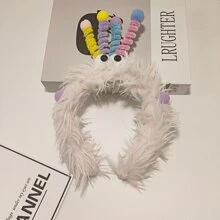 Bandeau fluffy coloré élégant en polyester avec torsade, accessoire de tête de dessin animé mignon pour femmes, pour l'automne/l'hiver, serre-tête, cerceaux à cheveux