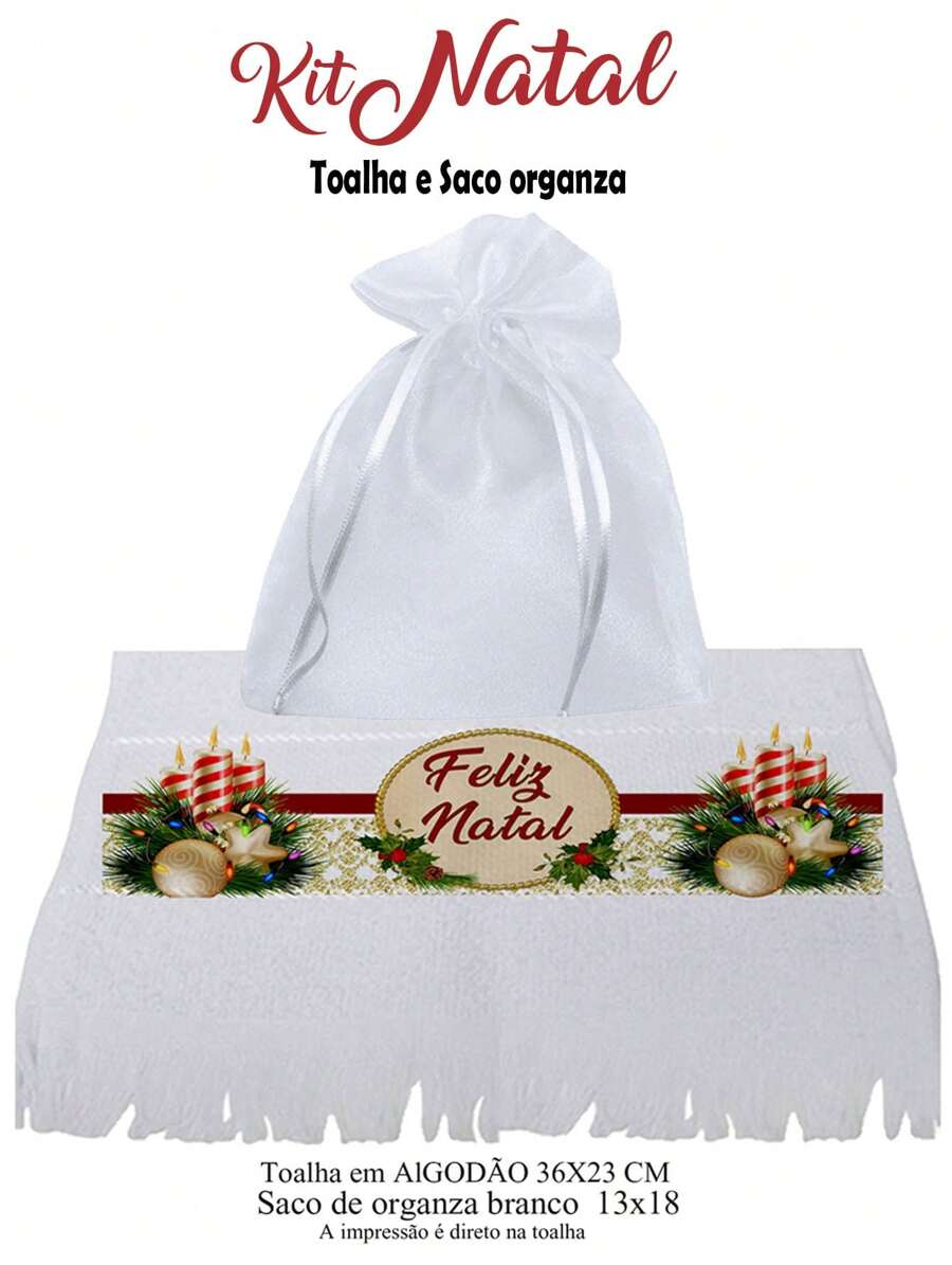 6 CHRISTMAS Souvenir TOWELS, CHRISTMAS Towel With ORGANZA Bag, CHRISTMAS Towel - trắng - Xem 1